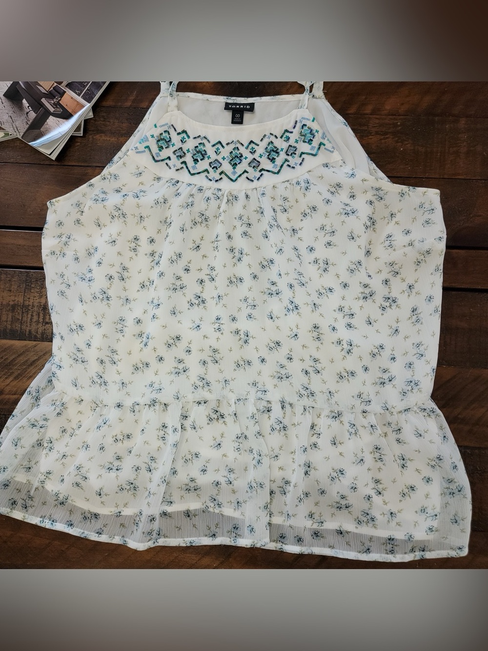 Beaded floral tank